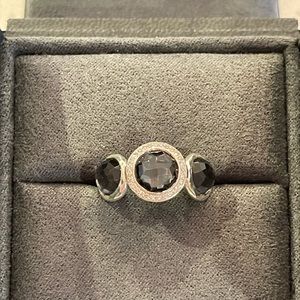 Ippolita Stella Onyx Quartz & Diamond Ring / size 7